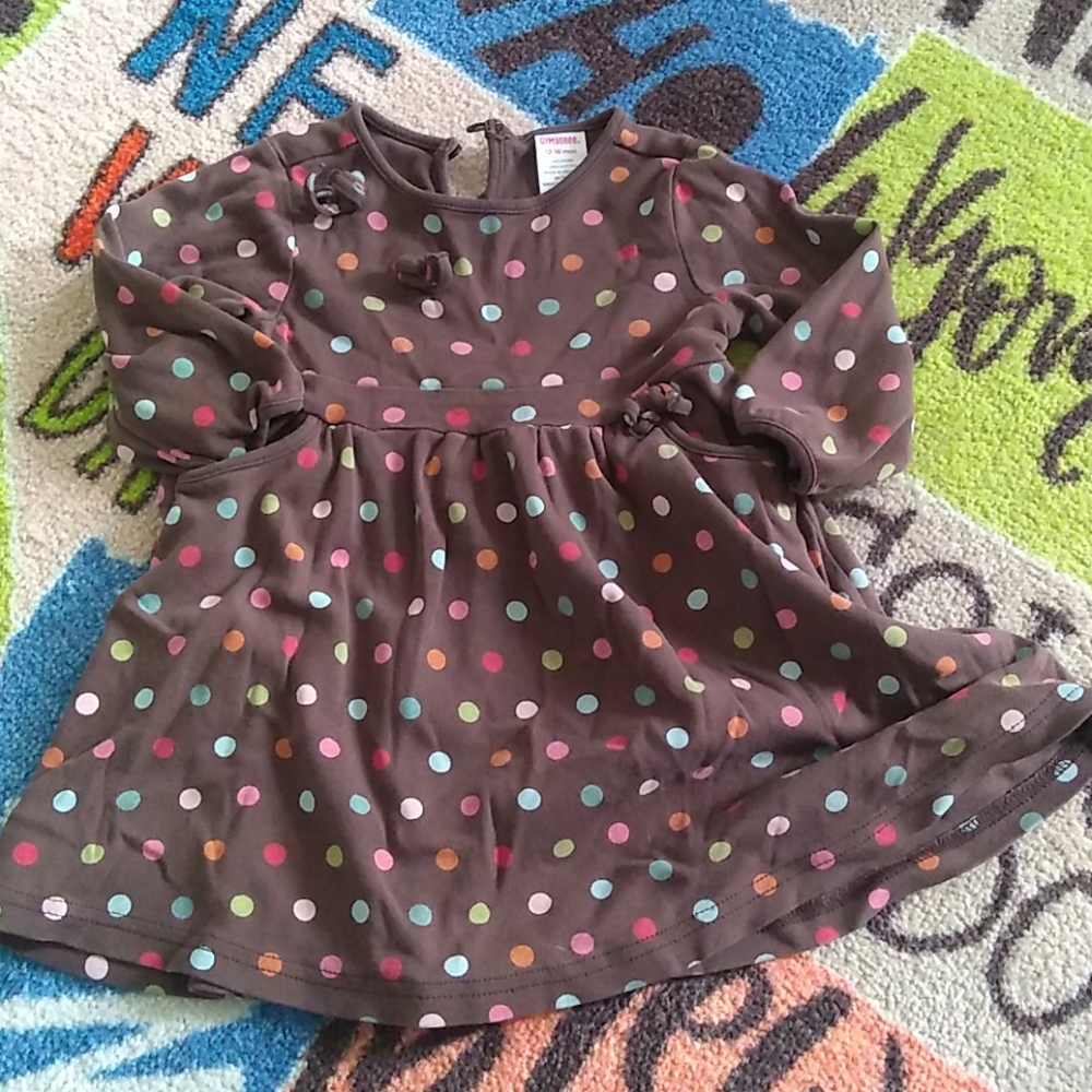 Polka dot brown cotton knit dress